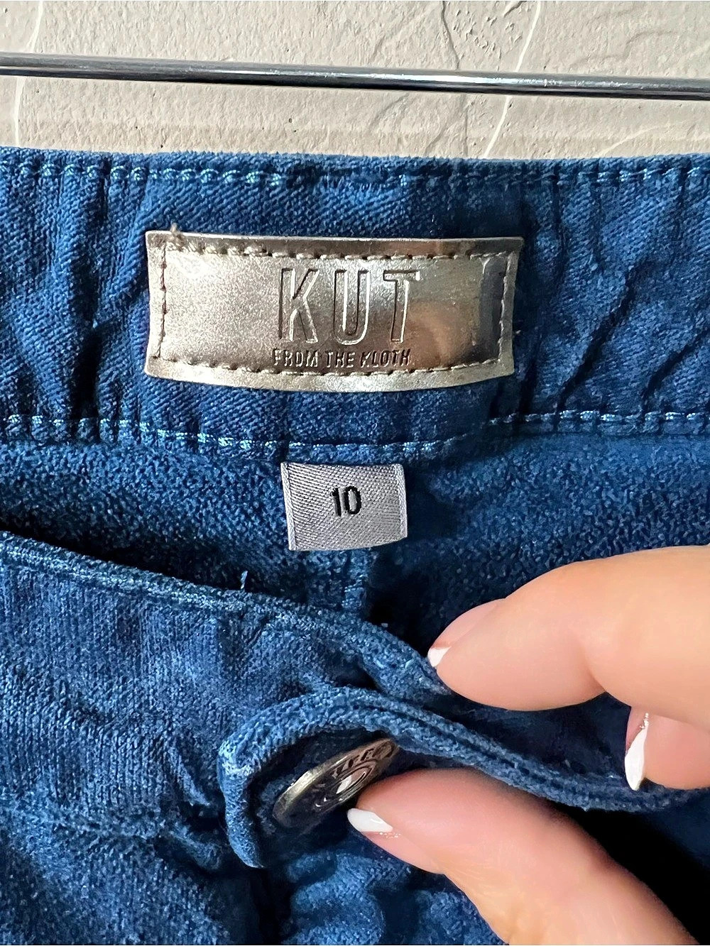Kut From The Kloth Jean High Rise Wide Leg Elba Blue Corduroy Pants - Picture 6 of 11